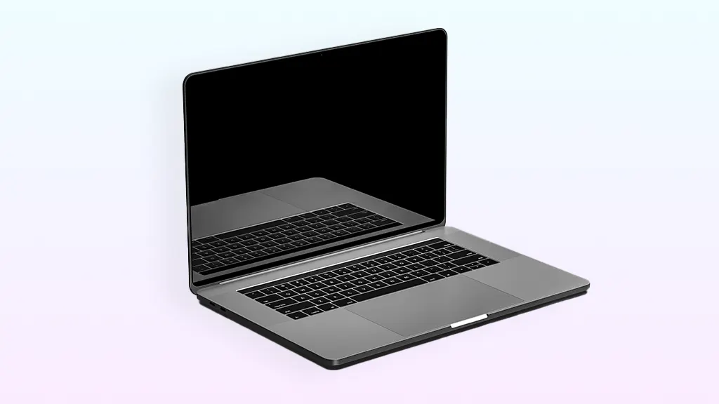 Gradient background with an image of a floating MacBook Pro that won't turn on