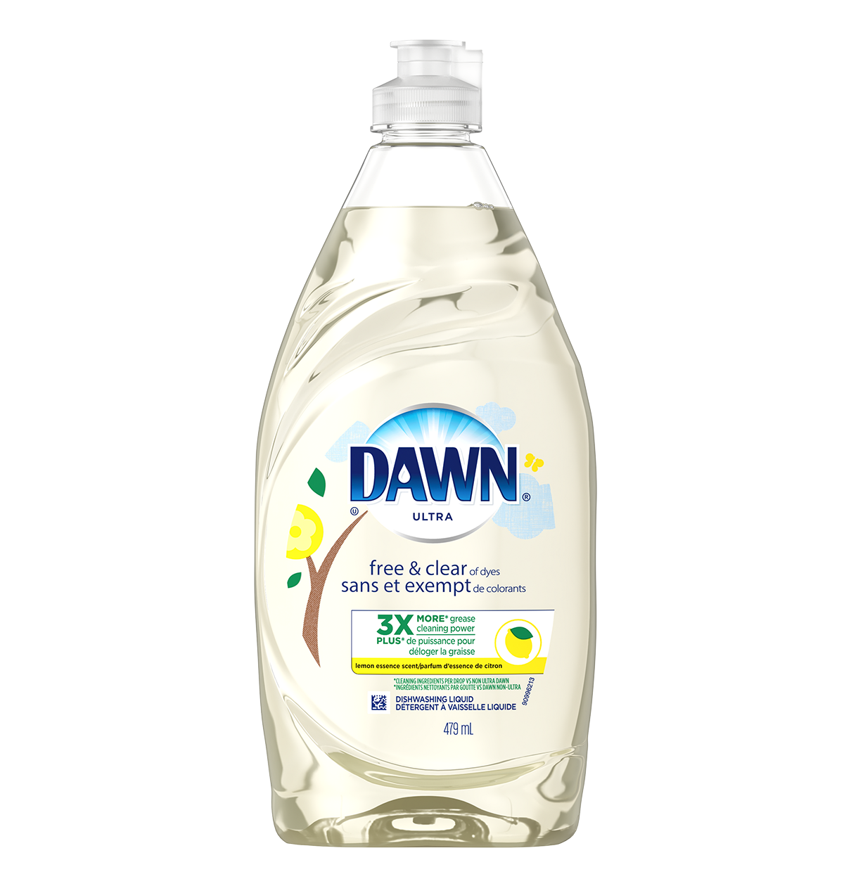 Dawn Free & Clear Dishwashing Liquid, Lemon Essence