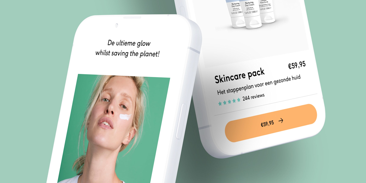 Twee smartphones met daarop pagina's van Naif uitgelicht.