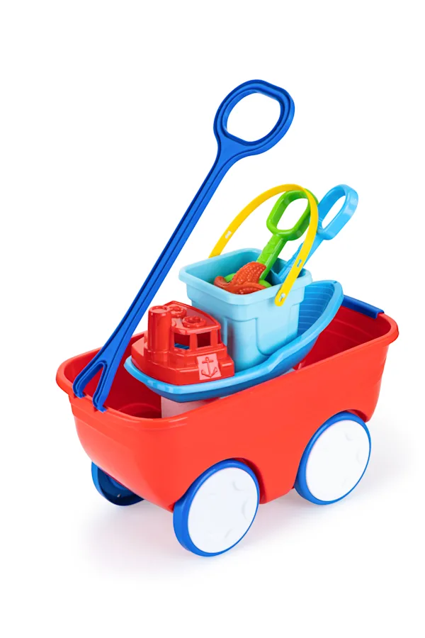 Pull-Along Wagon Playset with Fishing Boat and Bucket