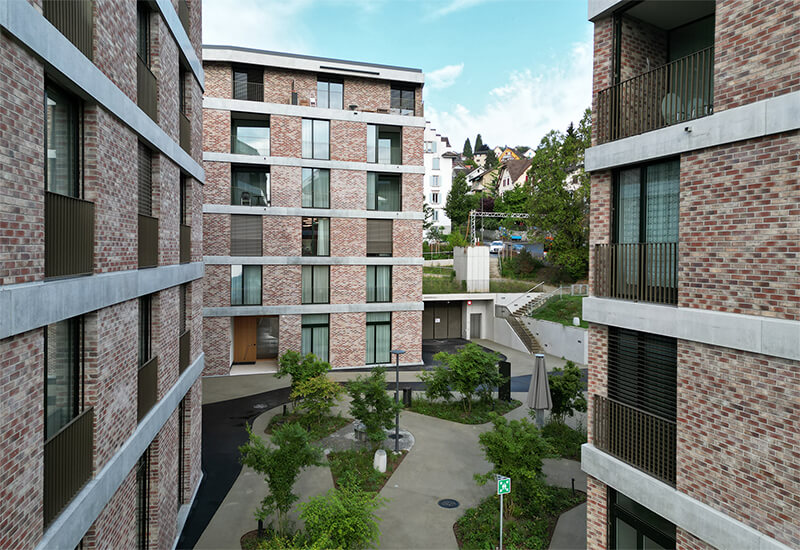 Appartements ElisabethenPark Des éléments de qualité en béton.
