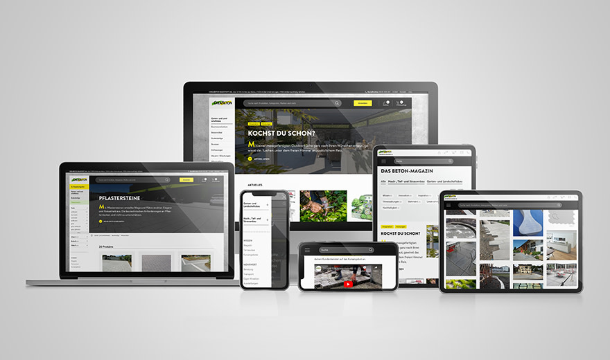 Mockup Responsive Website CREABETON BAUSTOFF AG