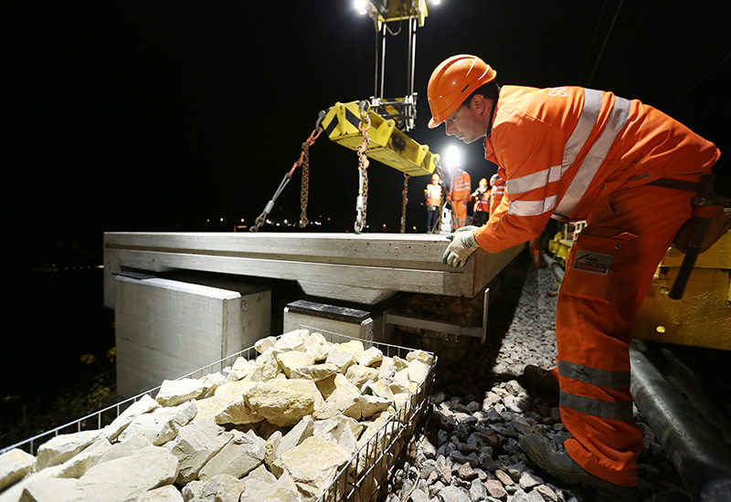 Betonelement absetzen auf Wandscheiben
