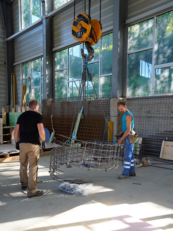 Mise en place du ferraillage Transport du ferraillage du banc Looping.