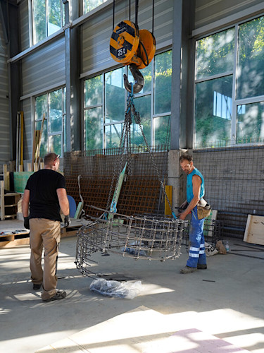 Mise en place du ferraillage Transport du ferraillage du banc Looping.