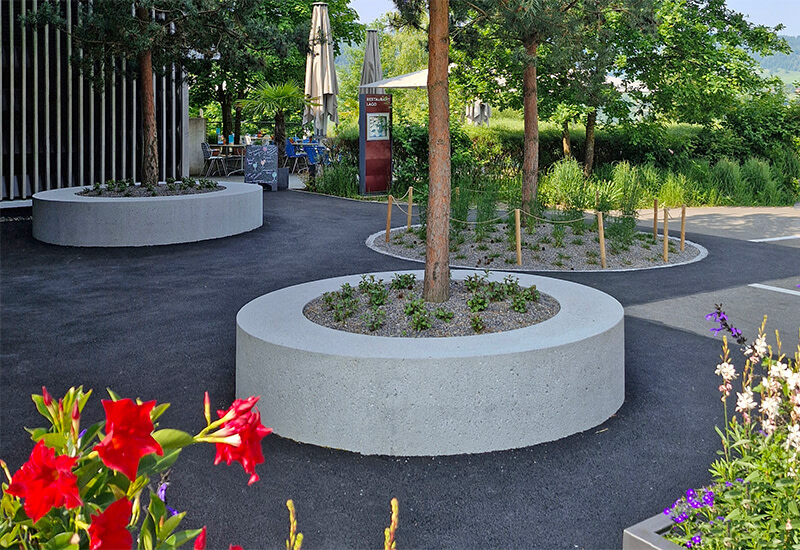 Des éléments de bancs ARBOSO<sup>®</sup> pour la piscine Ägeribad