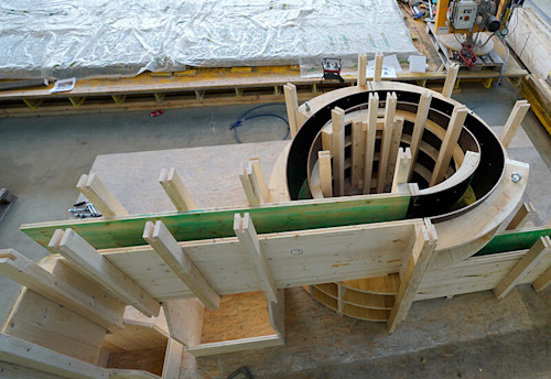 Coffrage du banc Looping Vue du coffrage du banc Looping d’n haute.