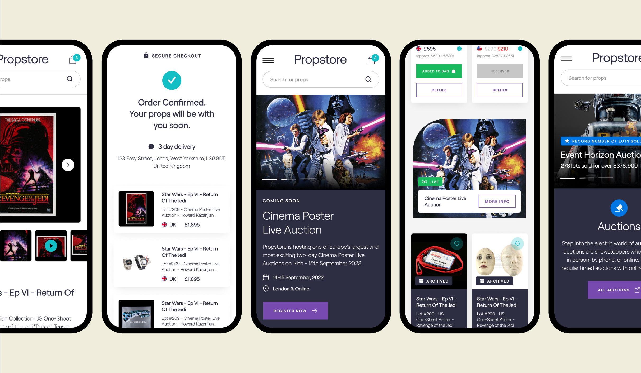 Propstore mobile screens