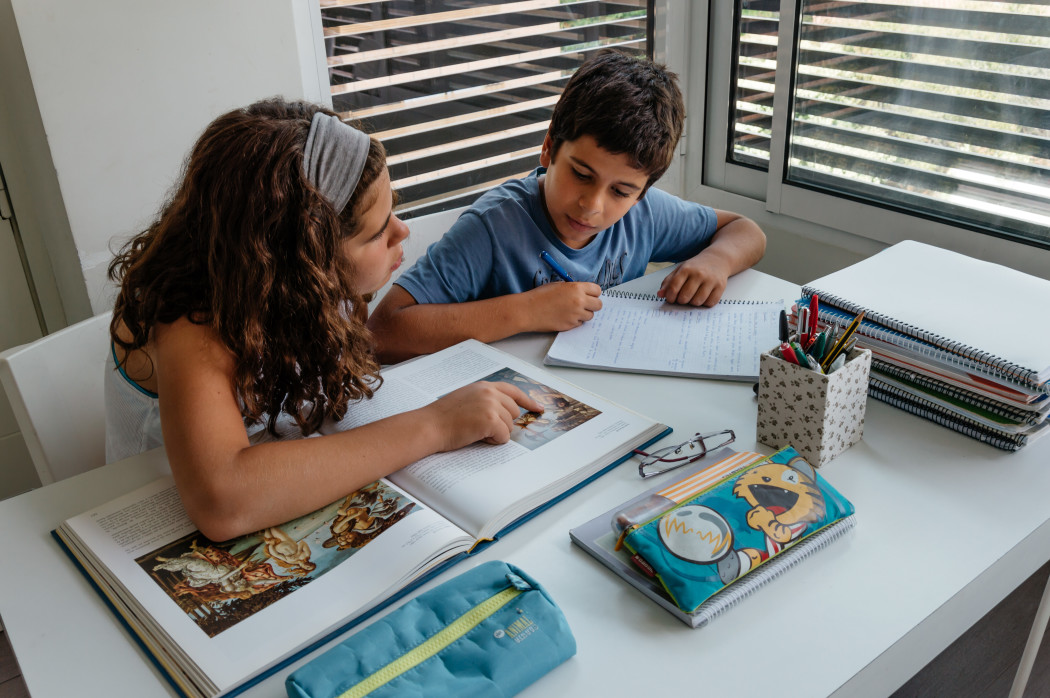 Girl and Boy Studying