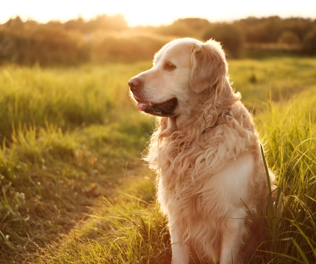 Golden retriever de profil