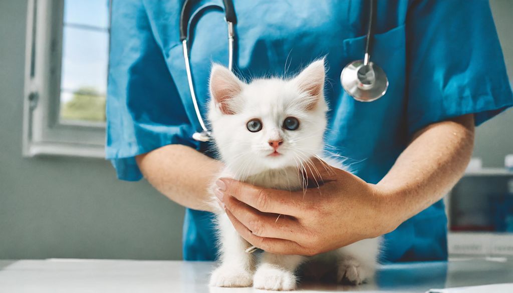 chaton blanc veterinaire
