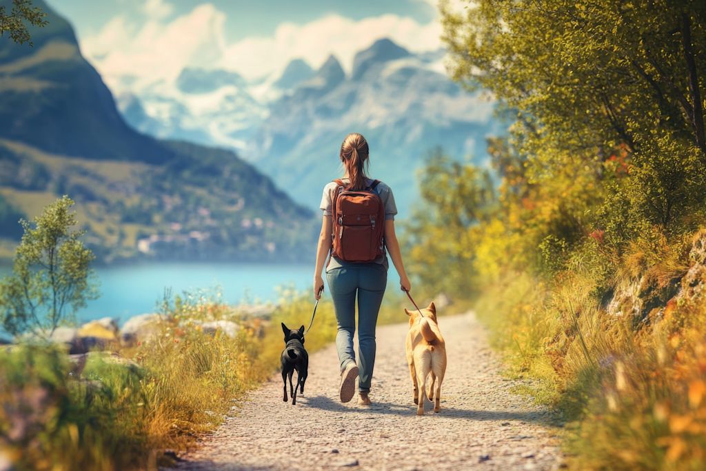 randonnee avec deux chiens