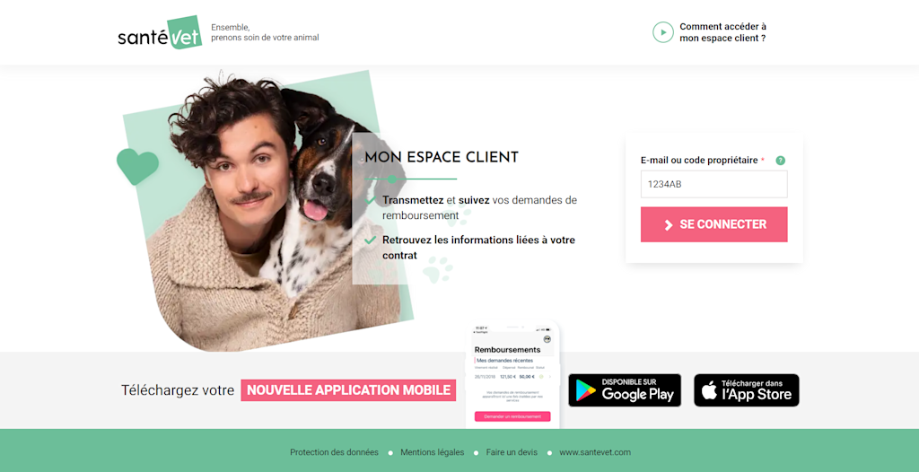 Ecran connexoin espace client SV 28 08 2024