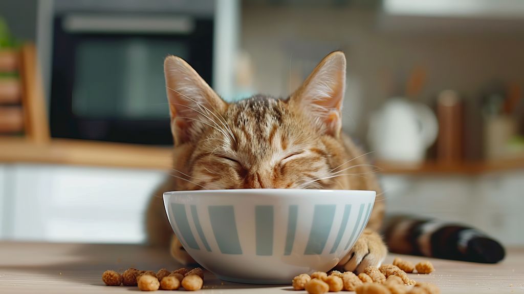 Chat stérilisé qui mange