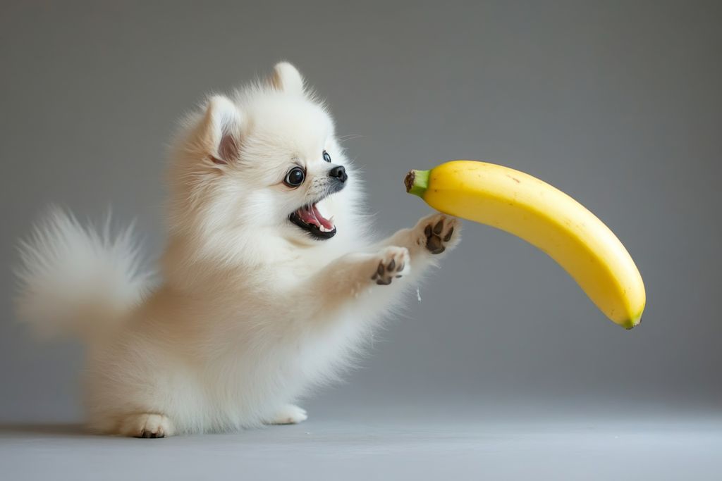 chiot joueur avec une banane