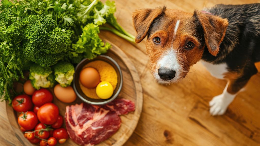 chien qui mange de la viande