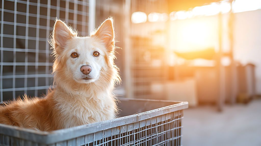 Hond in een kooi