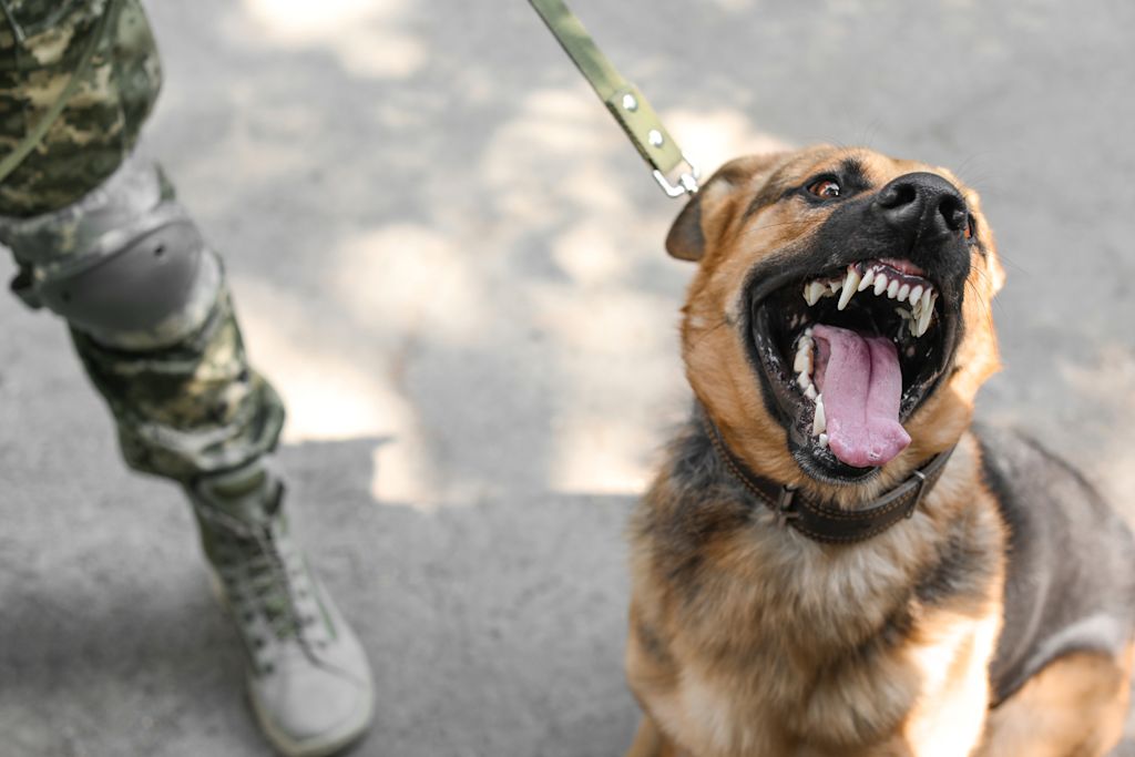 Chien militaire agressif