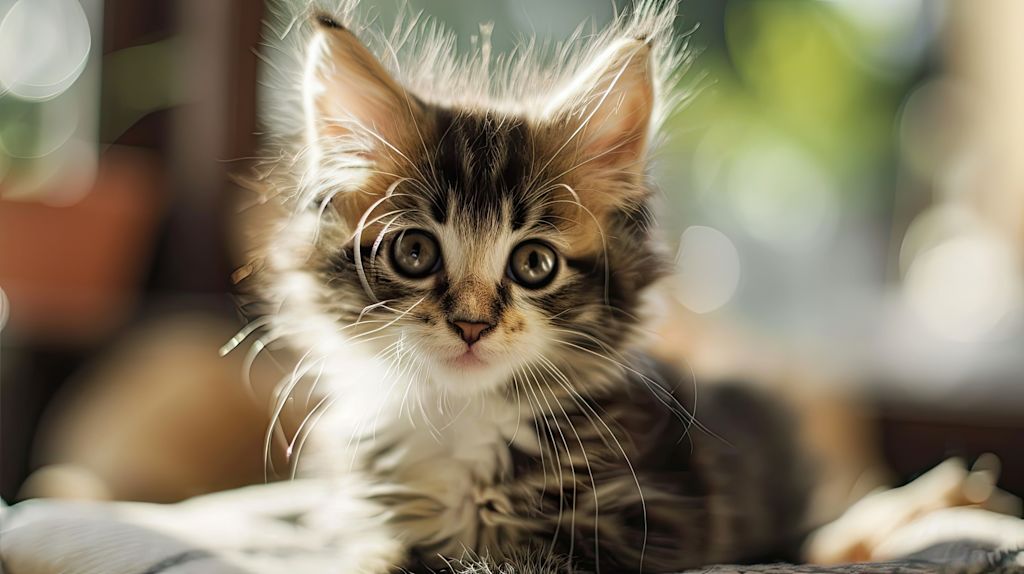 chaton tigre poils longs