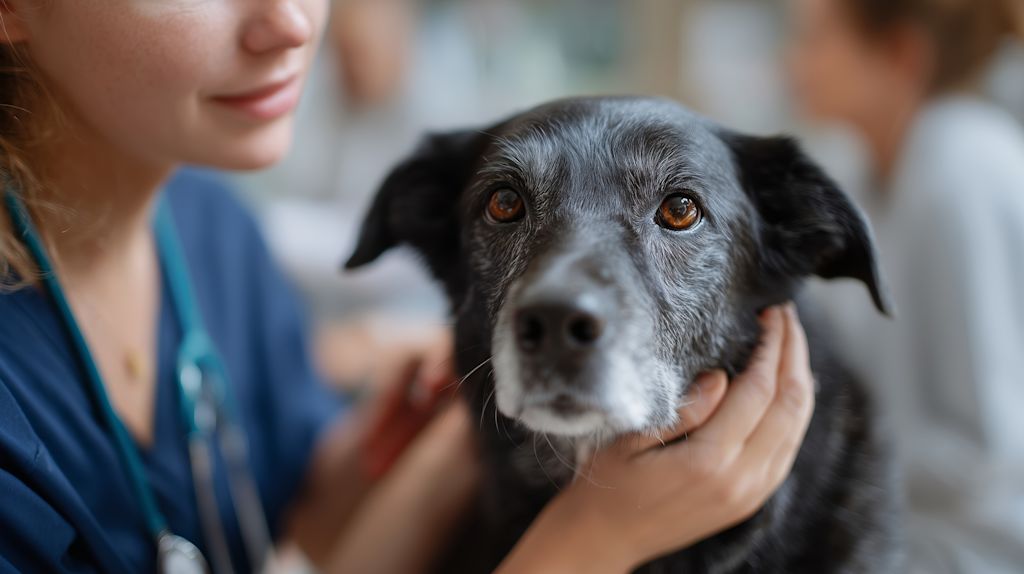 vieux chien noir veterinaire euthanasie