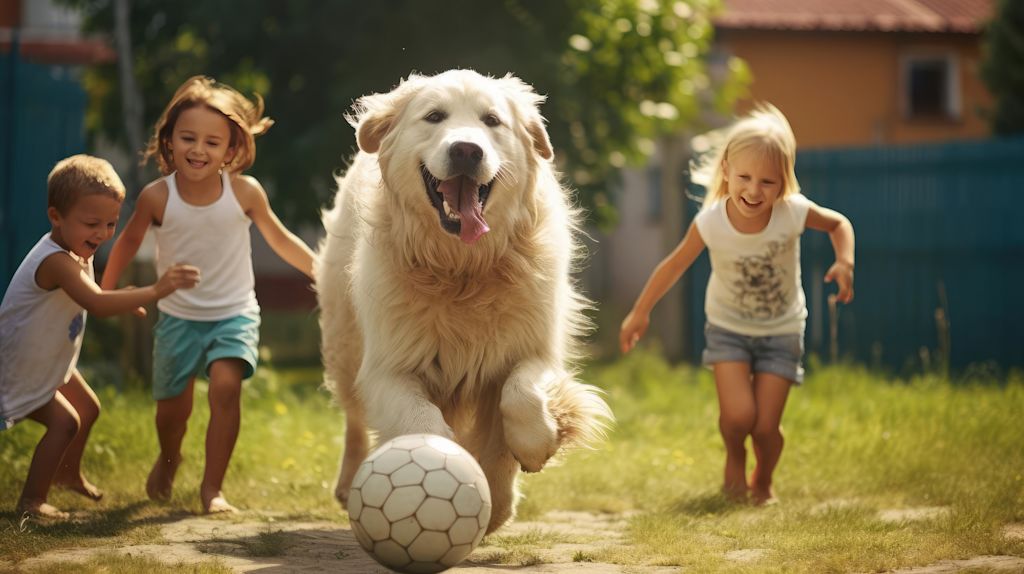 jeux entre enfants et chien
