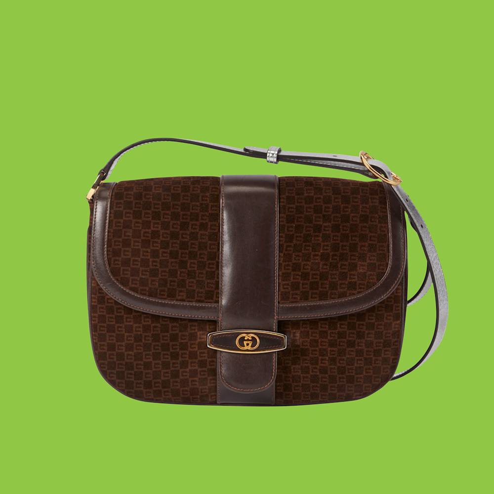 Vintage Square G suede shoulder bag, 1970s