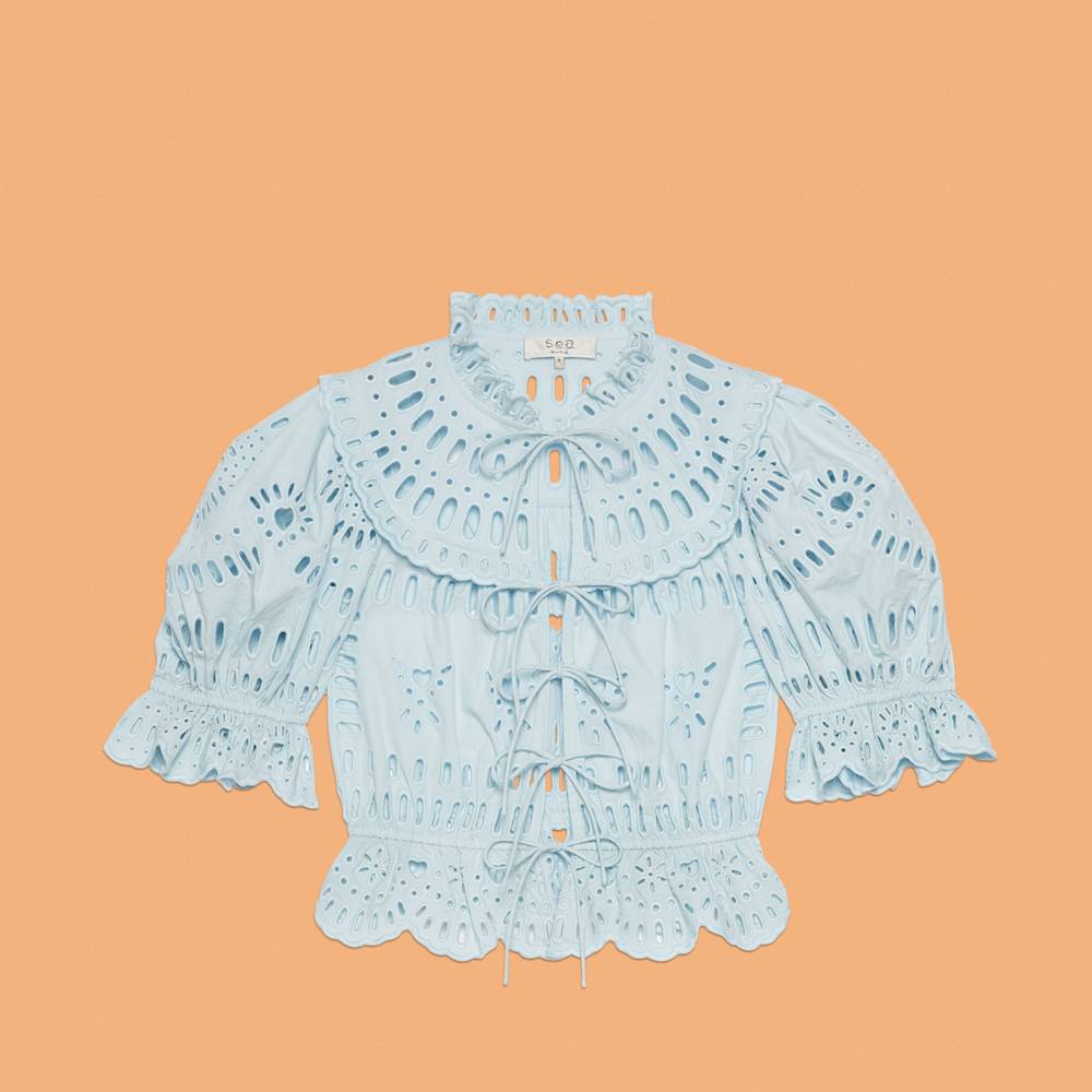 Saint Foy eyelet puff sleeve top by Sea