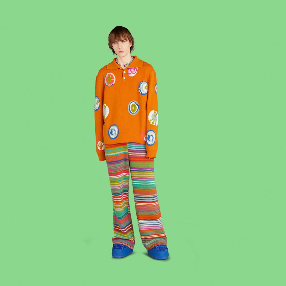 Radial long sleeve polo by The Elder Statesman