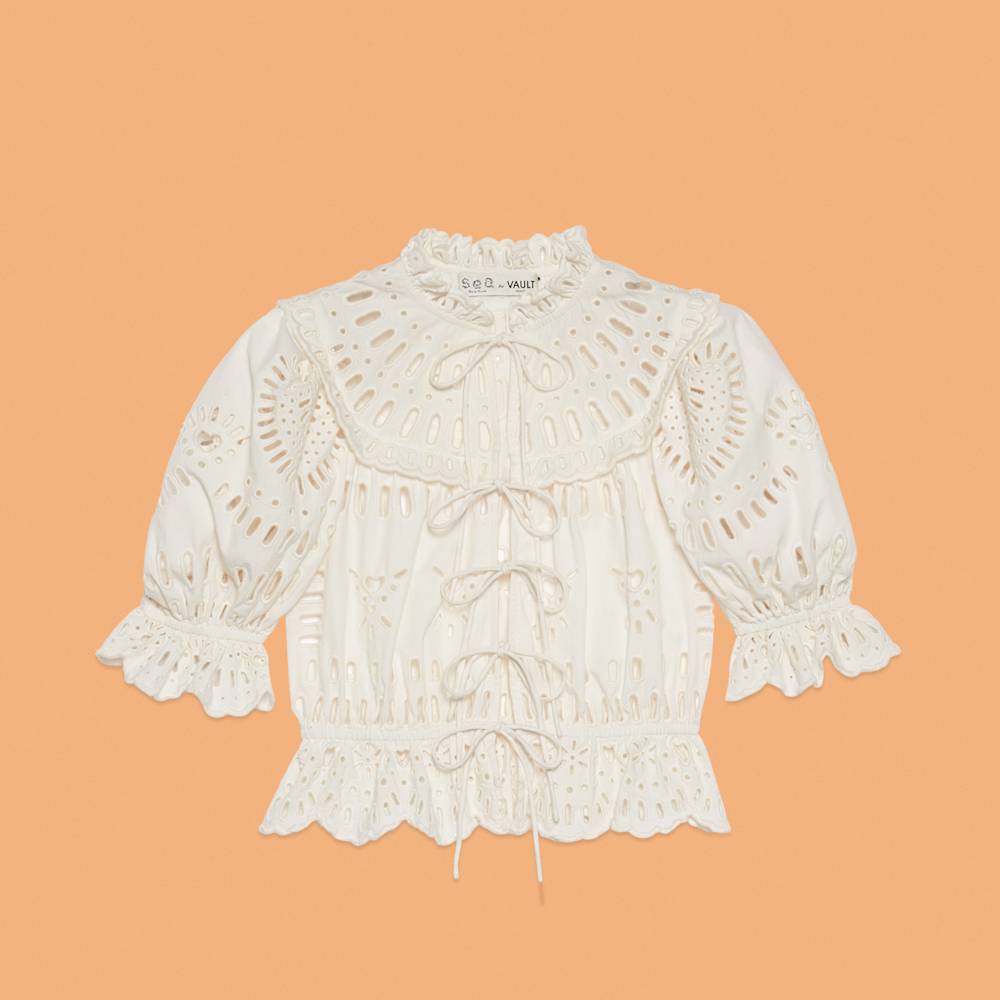 Saint Foy eyelet puff sleeve top by Sea