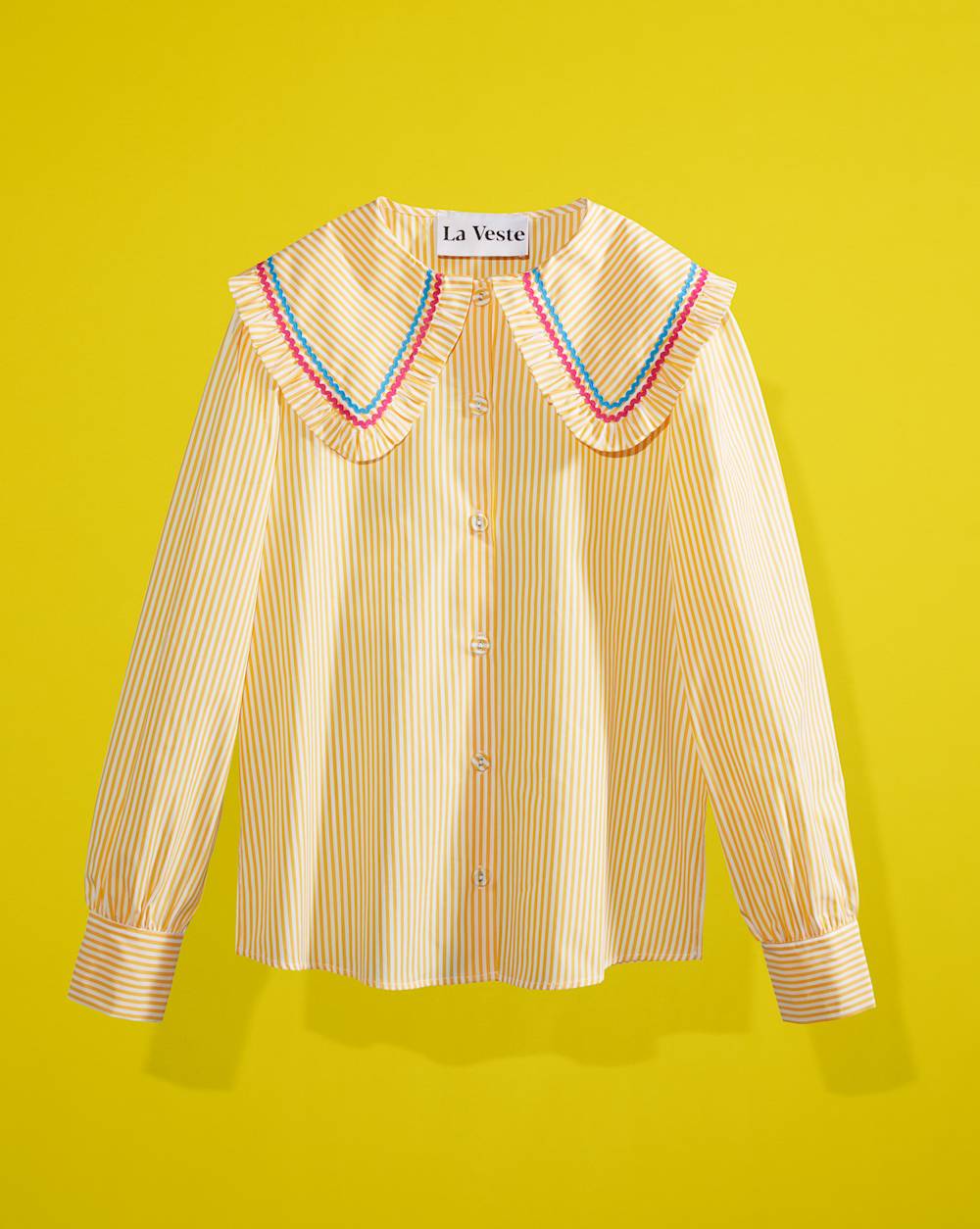 School イエロー ストライプ シャツ by La Veste
