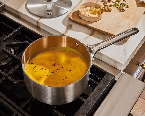 Sauce Pan - Stainless Steel - Lifestyle with Food
