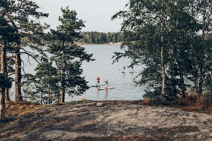 Stand up paddle boarding on the lake