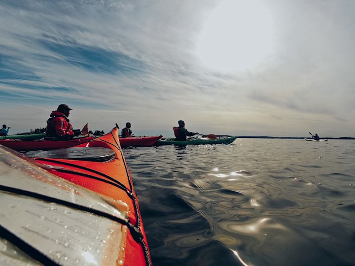 Convoy of kayakers under the sun