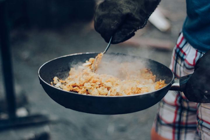 Dinner over open fire