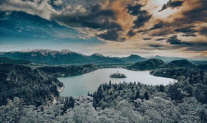 Stormy skies over Lake Bled