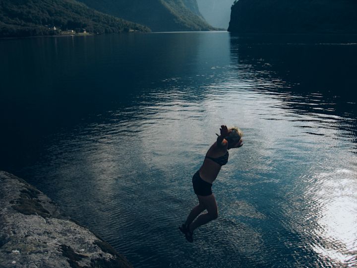 Diving into the river