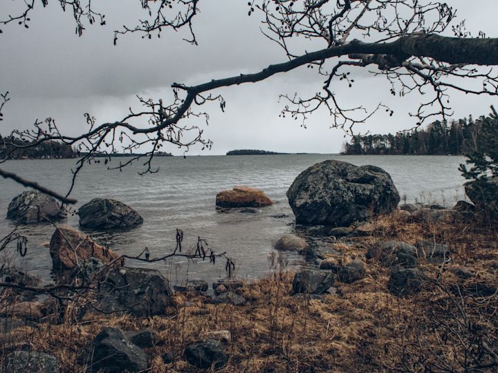Rocky coastline of Vuosaari island