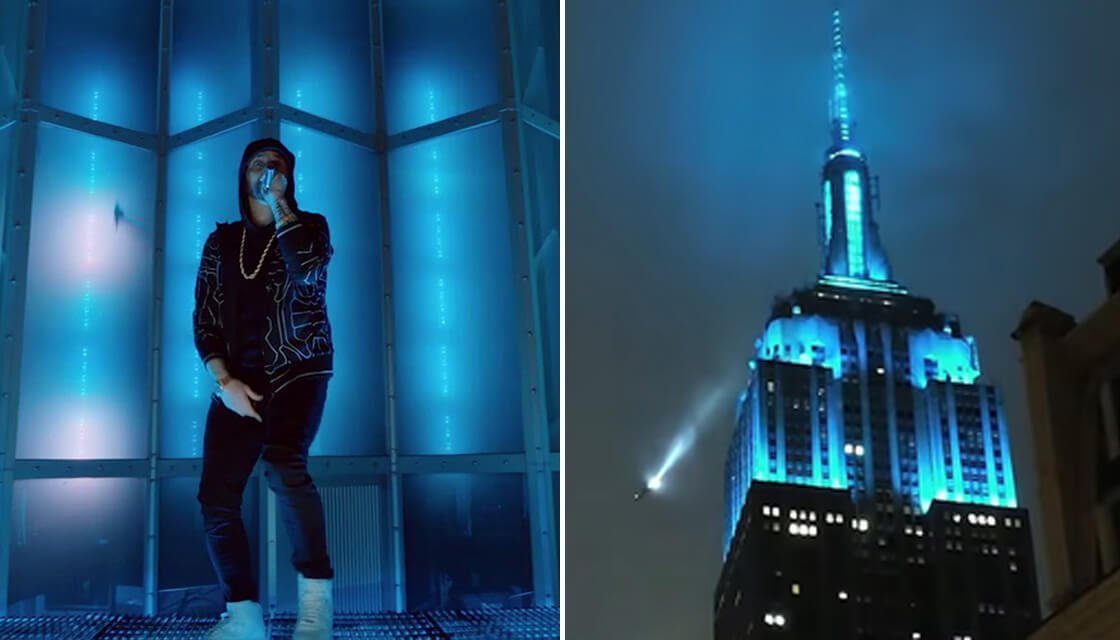 Cover Image for Eminem Shows Up on ‘Jimmy Kimmel Live!’ To Perform “Venom” Up On Empire State Building