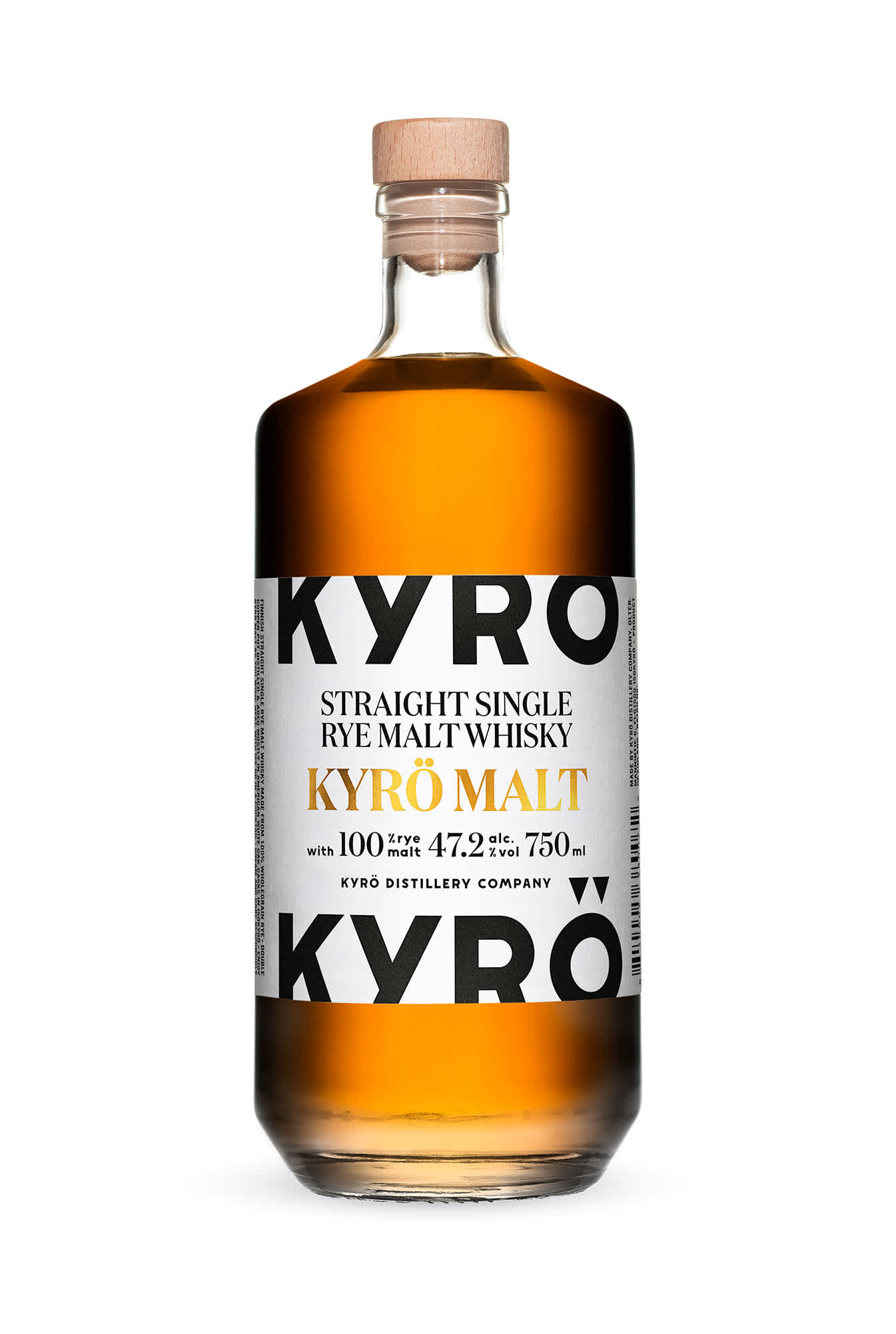 750 ml pullo suomalaista Kyrö Malt -ruisviskiä.
