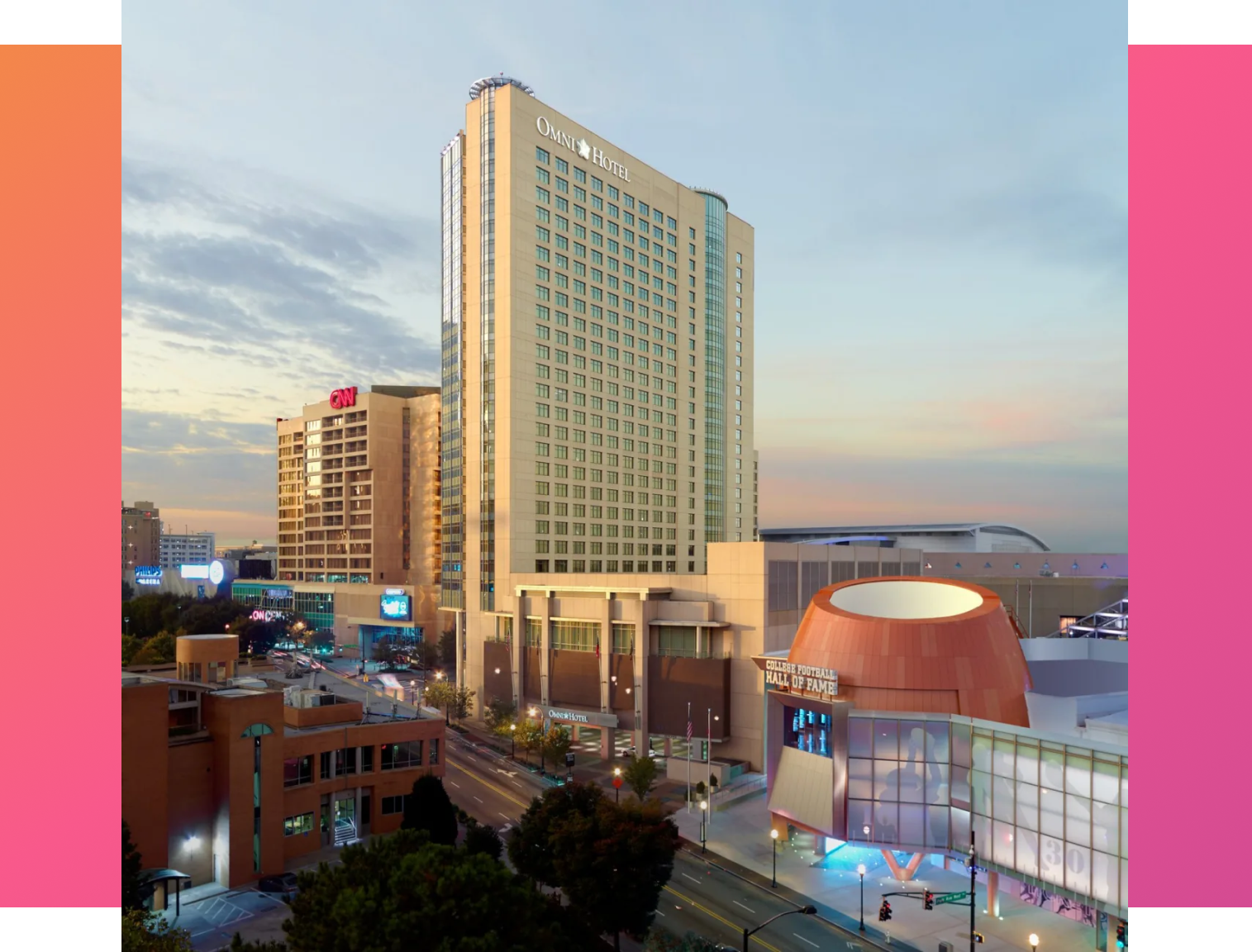 Omni Hotel with pink background