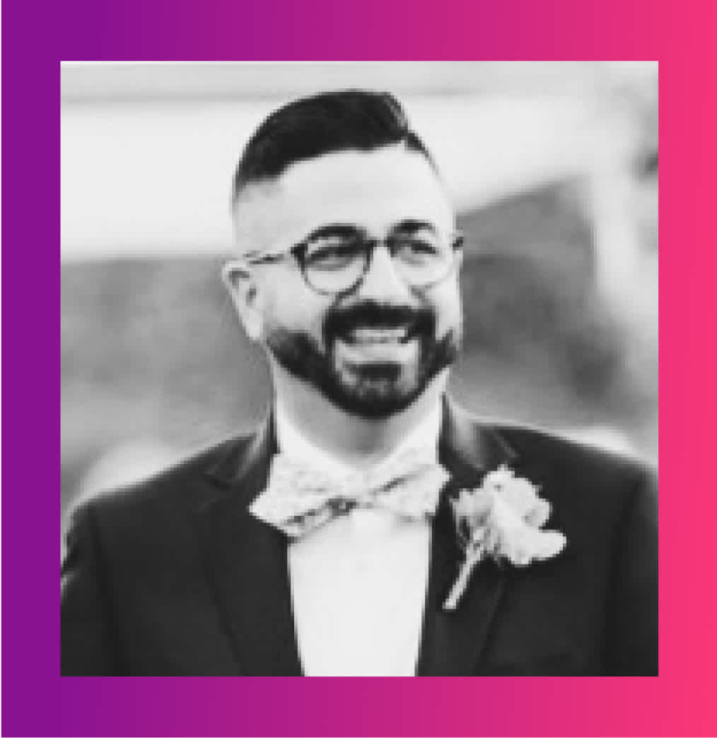 Jona Youdeem headshot with pink border