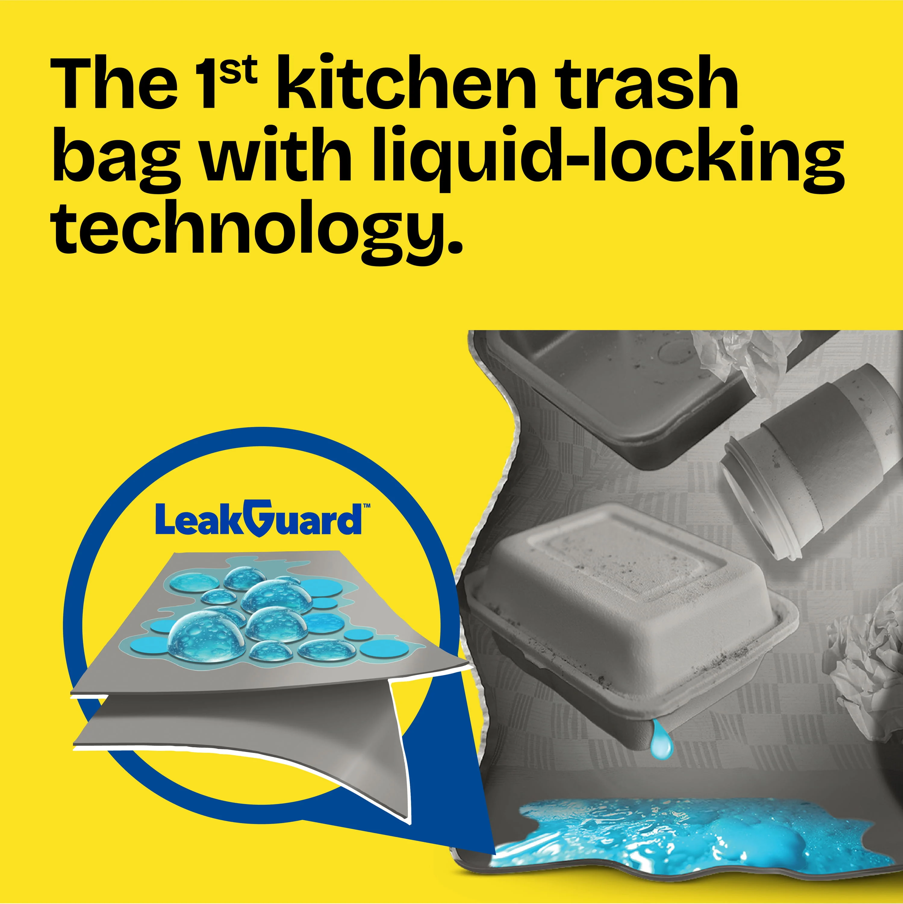 A close-up of the LeakGuard technology showing how the layers lock in liquids
