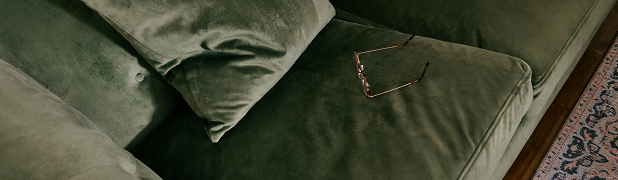 Green velvet sofa
