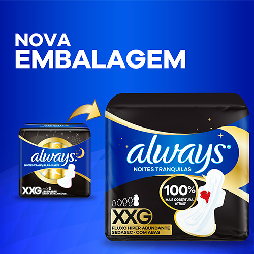 Absorvente Always Noturno Hiperlongo Noites Tranquilas Com Abas Suave