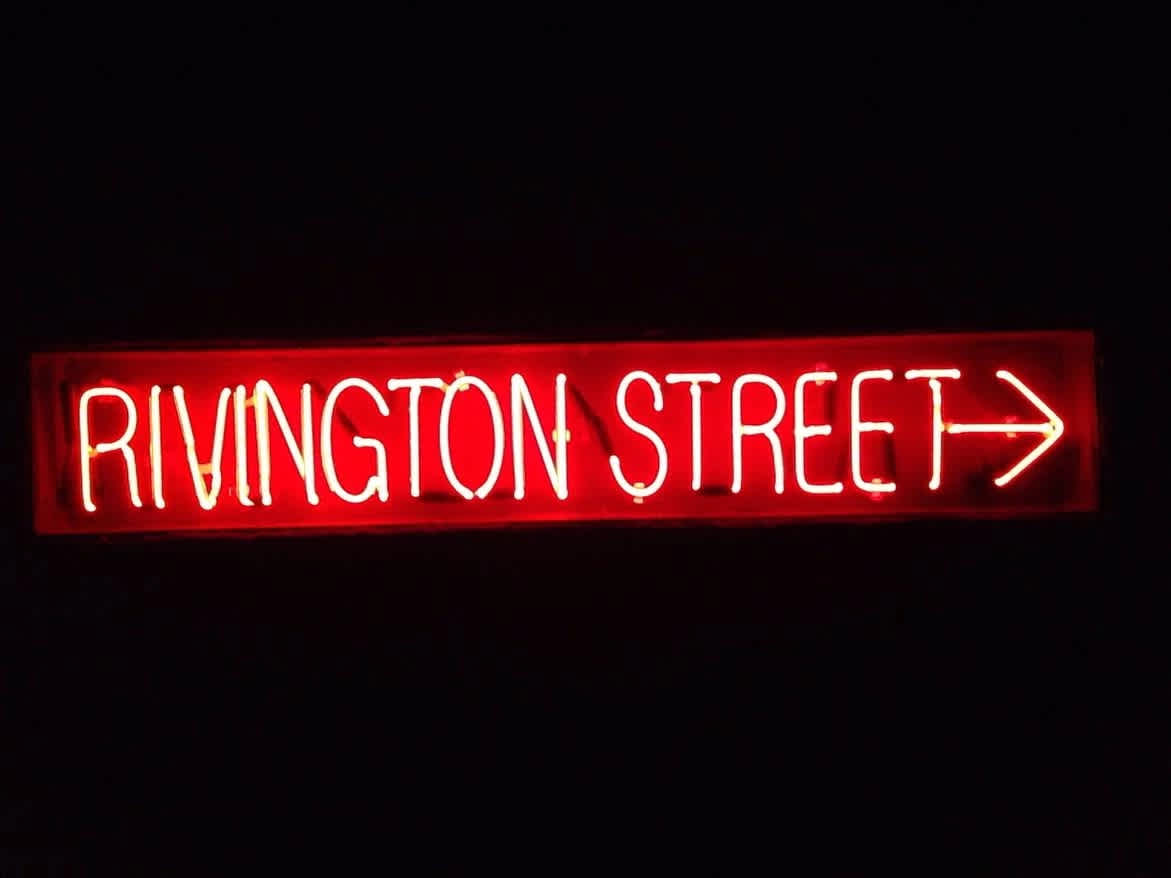 neon sign of rivington street