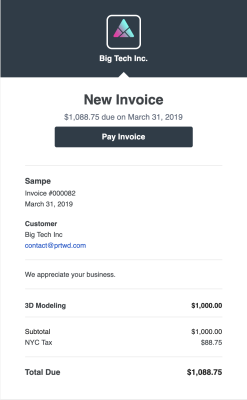 3d modeling invoice