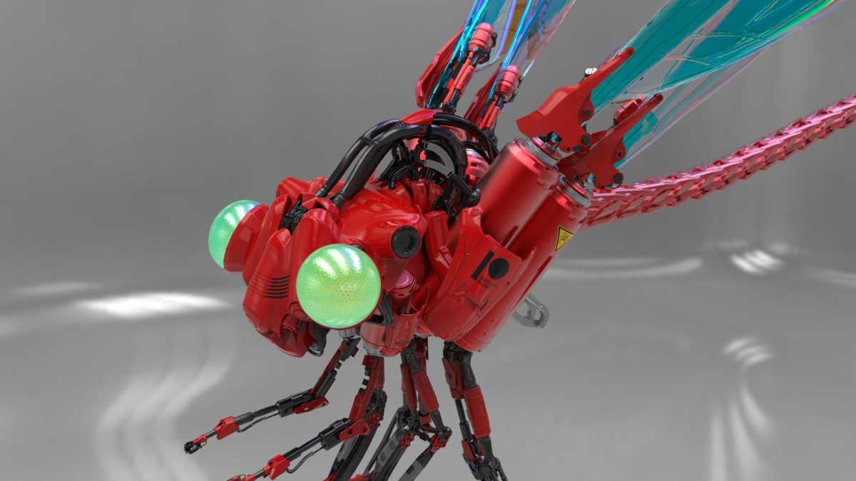 3D model and render of a robotic dragonfly