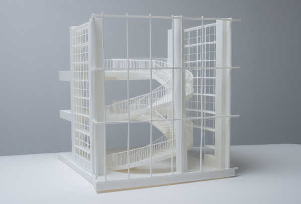 3d printed architectural model with stairs side view