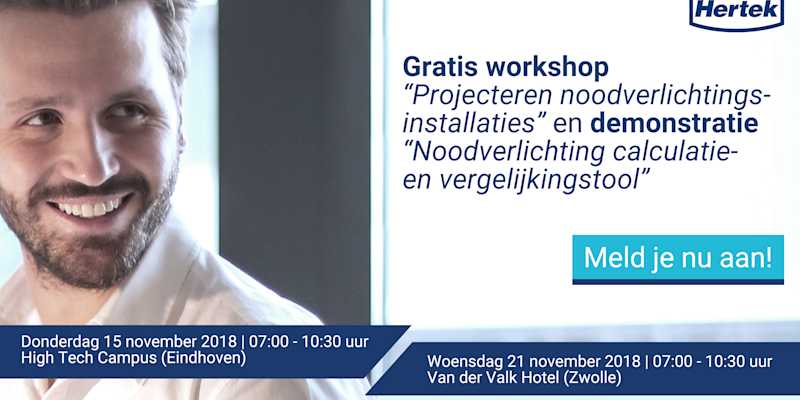 Gratis workshops “Projecteren noodverlichtingsinstallaties” in Eindhoven of Zwolle