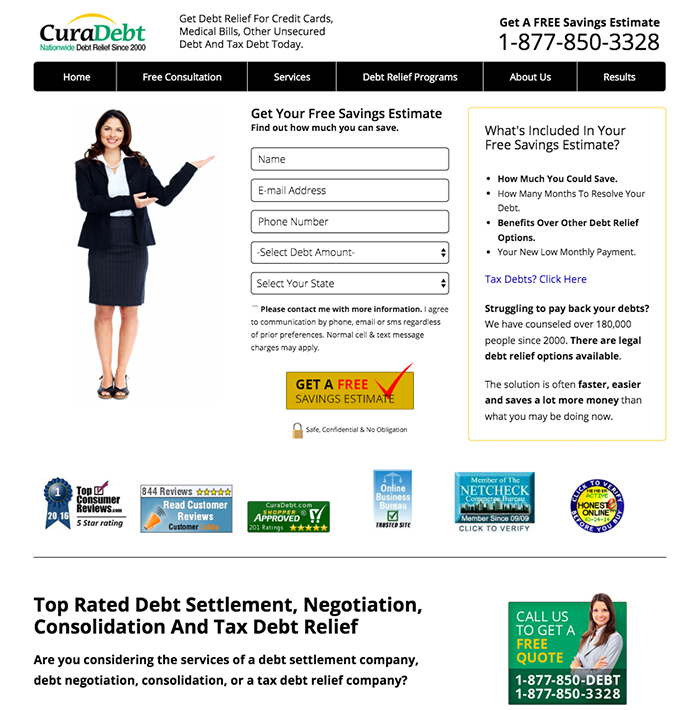 CuraDebt Tax Services screenshot
